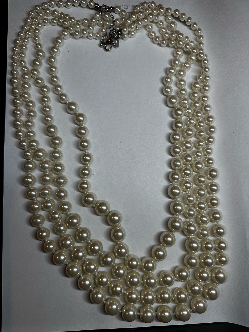 Charming Charlie HEAVY Multi Strand Faux Glass Pearl Statement Necklace Knotted